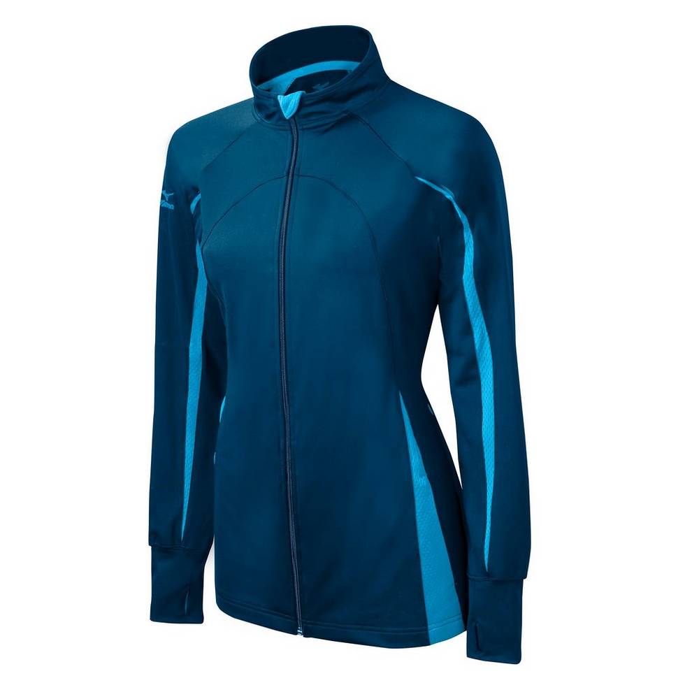 Womens Mizuno Elite 9 Focus Full-Zip Jacket Navy/Light Blue Philippines (FXZVQW294)